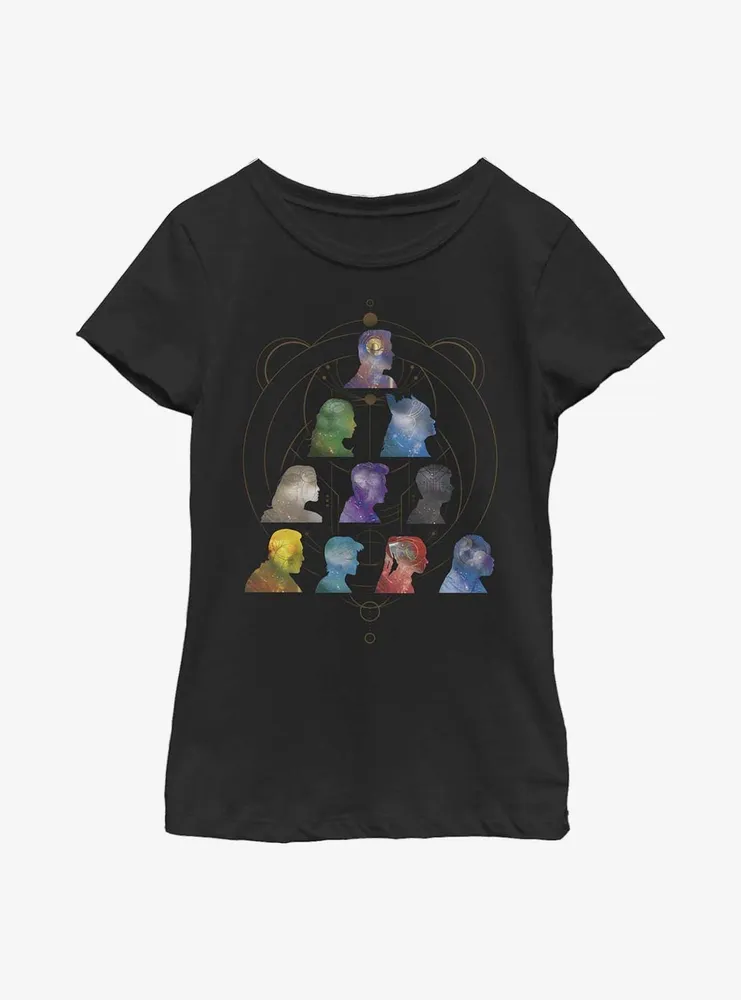 Marvel Eternals Silhouette Heads Pyramid Youth Girls T-Shirt