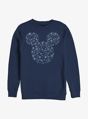 Disney Mickey Mouse Ear Snowflakes Crew Sweatshirt