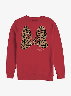 Disney Minnie Mouse Animal Print Bow Crew Sweatshirt