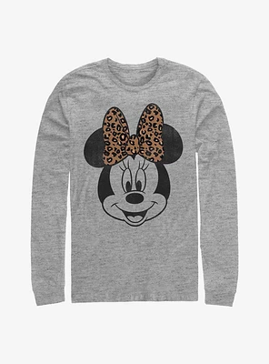 Disney Minnie Mouse Modern Face Leopard Long-Sleeve T-Shirt