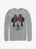 Disney Minnie Mouse Modern Face Leopard Long-Sleeve T-Shirt