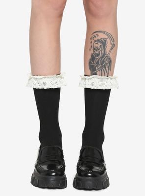 Black & Cream Lace Calf-Length Socks