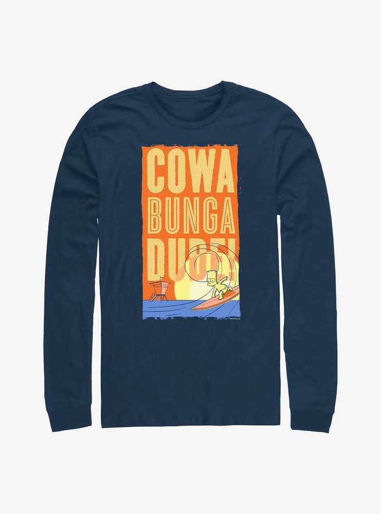 The Simpsons Cowabunga Dude Surfing Bart Long-Sleeve T-Shirt