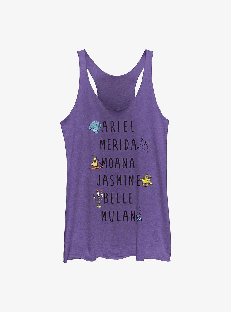 Disney Princess Name Stack Girls Tank