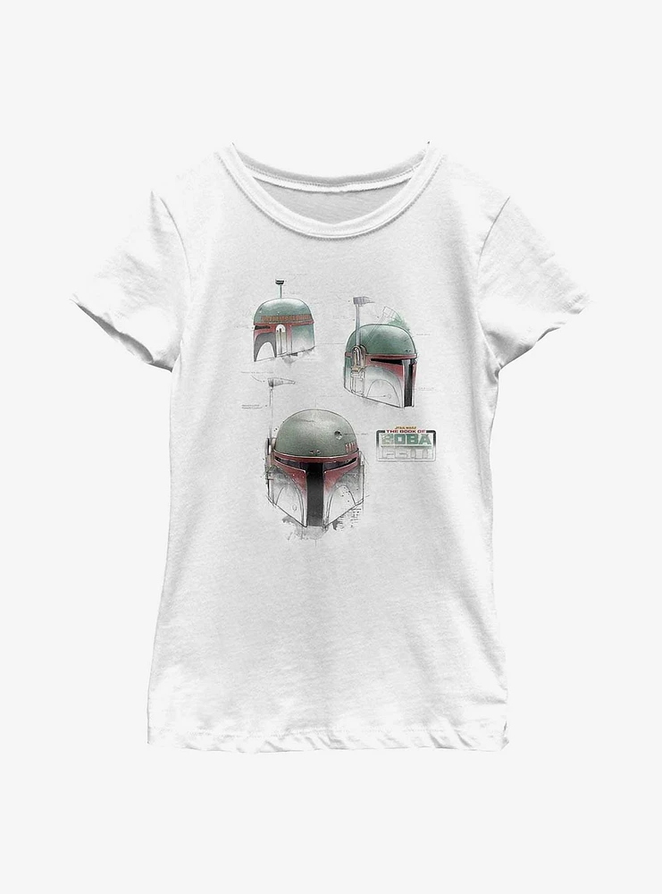 Star Wars: The Book Of Boba Fett Helmet Schematics Youth Girls T-Shirt
