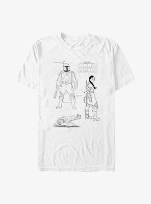 Star Wars: The Book Of Boba Fett Textbook Sketches T-Shirt