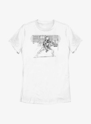 Star Wars: The Book Of Boba Fett Lives Pencil Sketch Womens T-Shirt