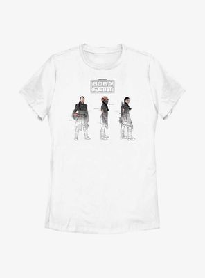 Star Wars: The Book Of Boba Fett Fennec Painted Sketches Womens T-Shirt
