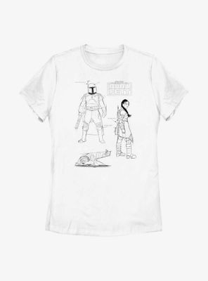 Star Wars: The Book Of Boba Fett Textbook Sketches Womens T-Shirt