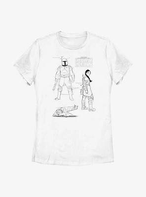 Star Wars: The Book Of Boba Fett Textbook Sketches Womens T-Shirt