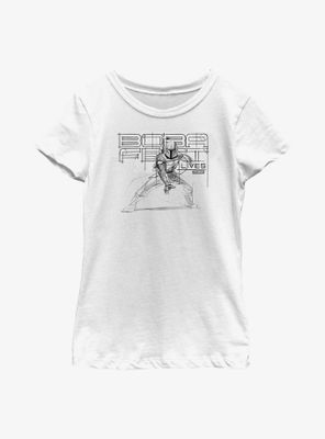 Star Wars: The Book Of Boba Fett Lives Pencil Sketch Youth Girls T-Shirt