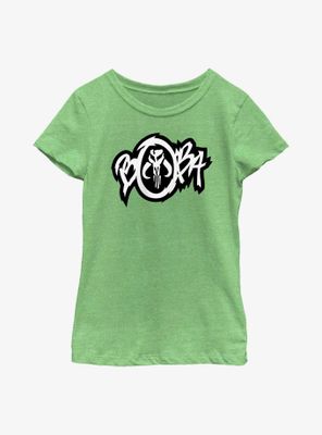 Star Wars: The Book Of Boba Fett Mandalorian Skull Graffiti Logo Youth Girls T-Shirt