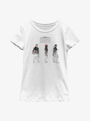 Star Wars: The Book Of Boba Fett Fennec Painted Sketches Youth Girls T-Shirt