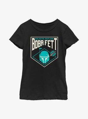 Star Wars: The Book Of Boba Fett Galactic Outlaw Badge Youth Girls T-Shirt