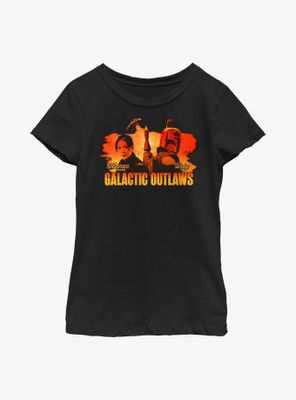 Star Wars: The Book Of Boba Fett Galactic Outlaws Sunset Youth Girls T-Shirt