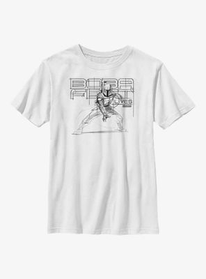 Star Wars: The Book Of Boba Fett Lives Pencil Sketch Youth T-Shirt
