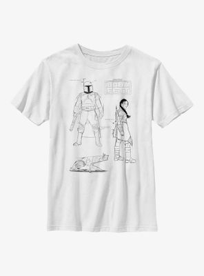 Star Wars: The Book Of Boba Fett Textbook Sketches Youth T-Shirt
