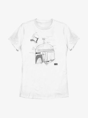 Star Wars: The Book Of Boba Fett Grayscale Helmet Sketch Womens T-Shirt