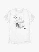 Star Wars: The Book Of Boba Fett Grayscale Helmet Sketch Womens T-Shirt
