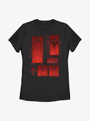 Star Wars: The Book Of Boba Fett Living Legend Blueprints Womens T-Shirt