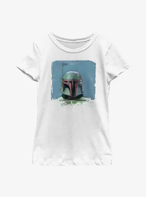 Star Wars: The Book Of Boba Fett Sketch Portrait Youth Girls T-Shirt