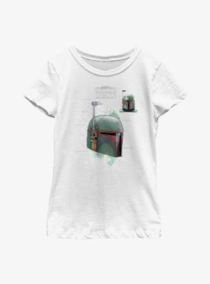 Star Wars: The Book Of Boba Fett Helmet Schematic Painted Youth Girls T-Shirt