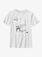 Star Wars: The Book Of Boba Fett Grayscale Helmet Sketch Youth T-Shirt