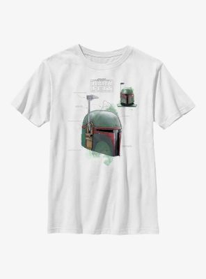 Star Wars: The Book Of Boba Fett Helmet Schematic Painted Youth T-Shirt