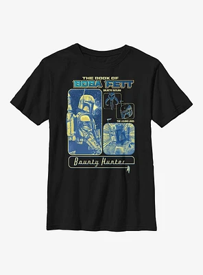 Star Wars: The Book Of Boba Fett Bounty Hunter Panels Youth T-Shirt