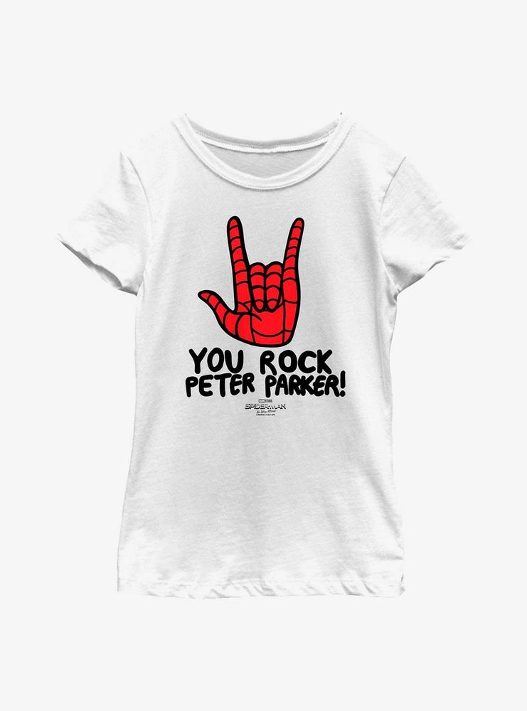 Marvel Spider-Man: No Way Home Peter Parker Rocks Youth Girls T-Shirt