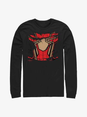 Marvel Spider-Man: No Way Home Iron Spider Ripped Costume Long-Sleeve T-Shirt
