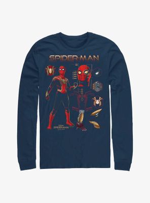 Marvel Spider-Man: No Way Home Spidey Schematics Long-Sleeve T-Shirt