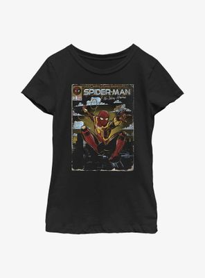 Marvel Spider-Man: No Way Home Vintage Comic Cover Youth Girls T-Shirt