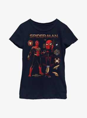 Marvel Spider-Man: No Way Home Spidey Schematics Youth Girls T-Shirt