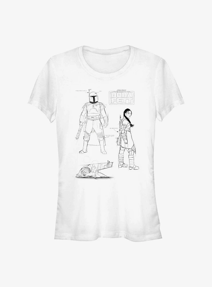 Star Wars The Book Of Boba Fett Sketches Girls T-Shirt