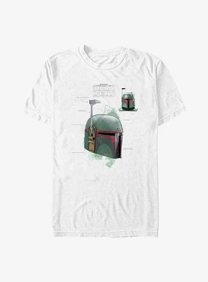 Star Wars The Book Of Boba Fett Helmet Schematic Painted T-Shirt