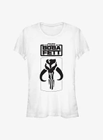 Star Wars The Book Of Boba Fett Mandalorian Skull Logo Girls T-Shirt