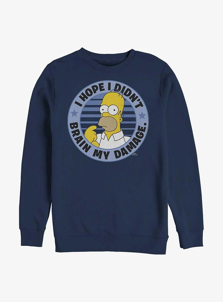 The Simpsons Brain Homer My Damage Crew Sweatshirt