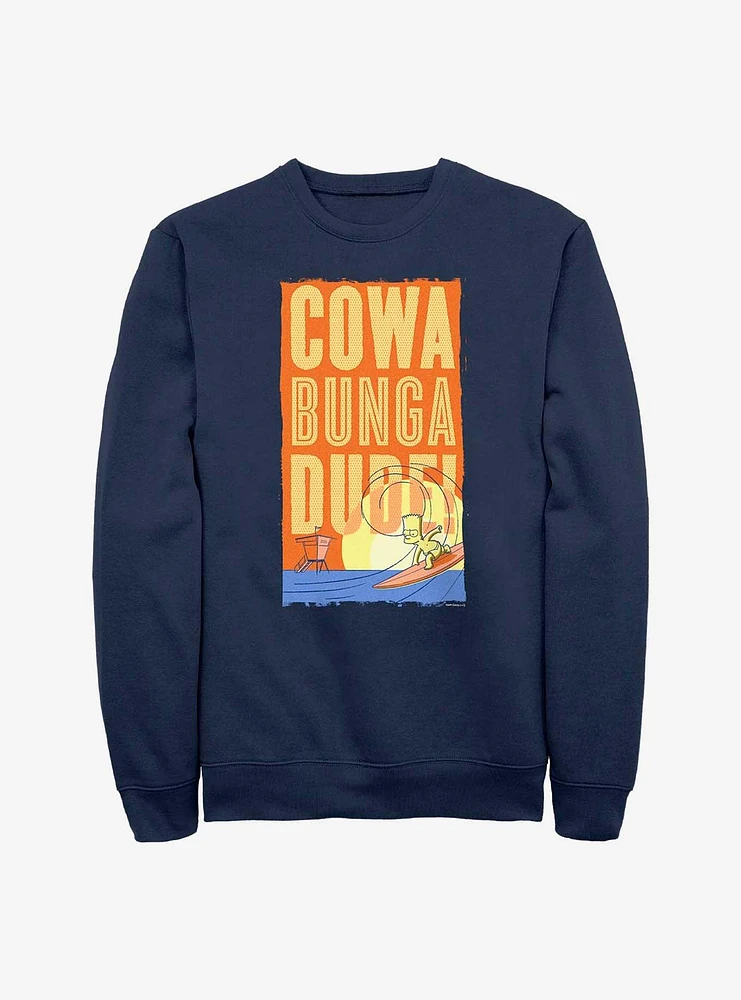 The Simpsons Bart Cowa Bunga Dude Crew Sweatshirt