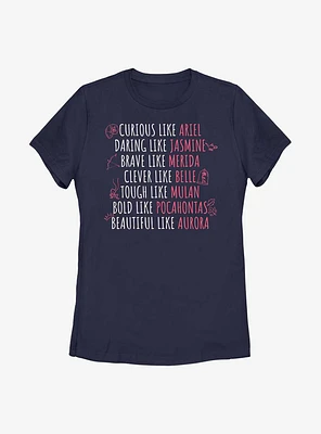 Disney Princesses Character Traits Womens T-Shirt
