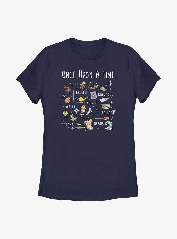 Disney Princesses Hand-Drawn Icons Womens T-Shirt