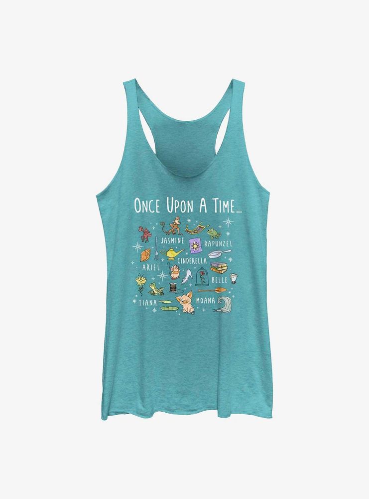 Disney Princesses Hand-Drawn Icons Womens Tank Top