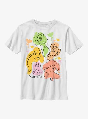 Disney Princesses Abstract Line Art Youth T-Shirt