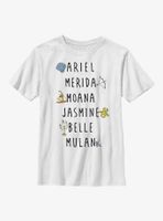 Disney Princesses Name Stack Youth T-Shirt