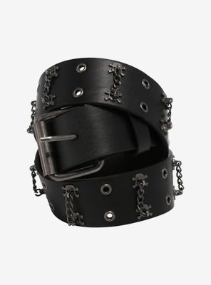 Skull Grommet Chain Belt