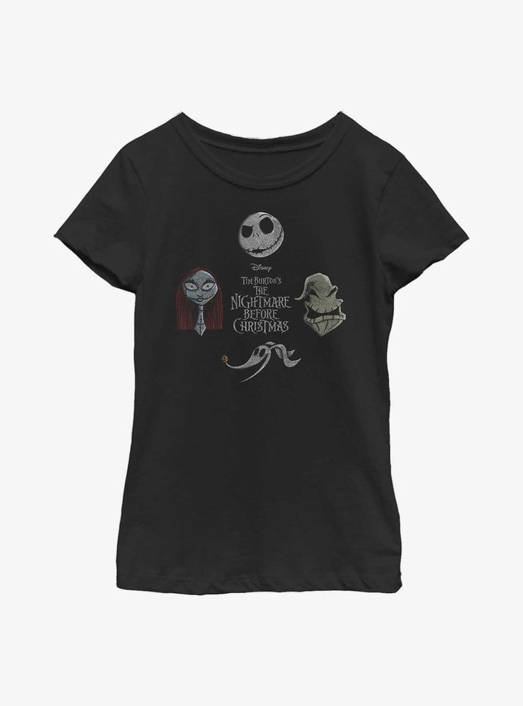 Disney Nightmare Before Christmas Heads Up Youth Girls T-Shirt