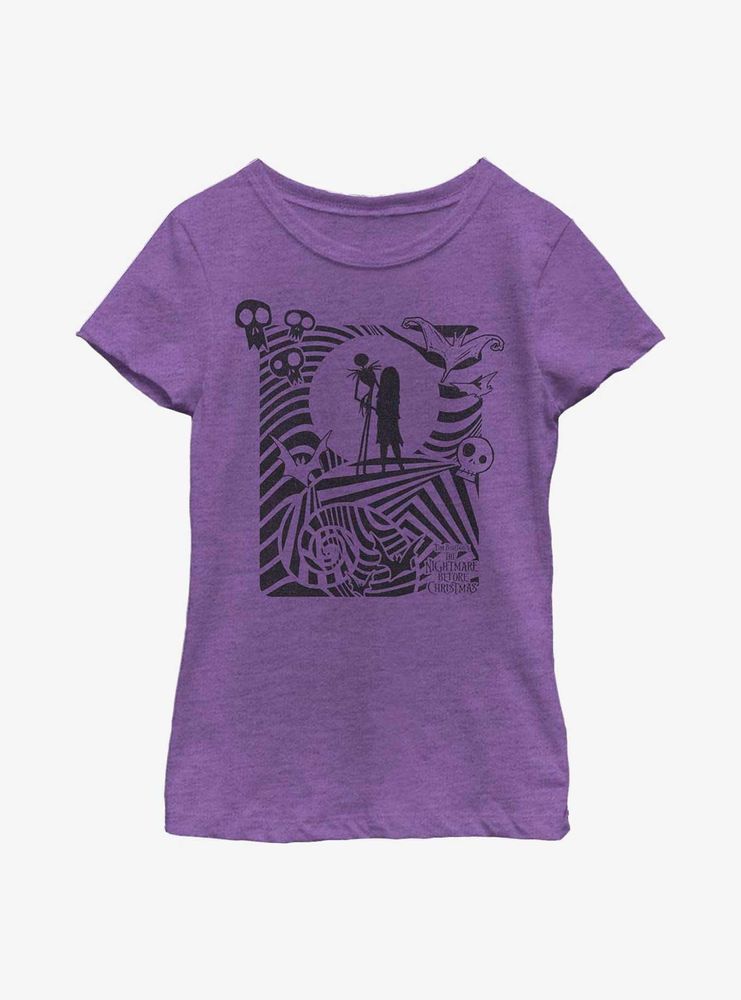 Disney Nightmare Before Christmas Hypnotic Jack And Sally Youth Girls T-Shirt