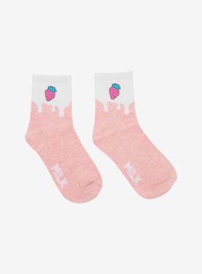 Strawberry Milk Drip Ankle Socks