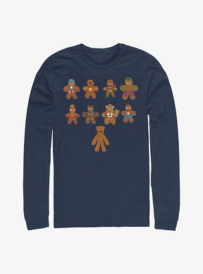 Marvel Lined Up Gingerbread Cookies Long-Sleeve T-Shirt