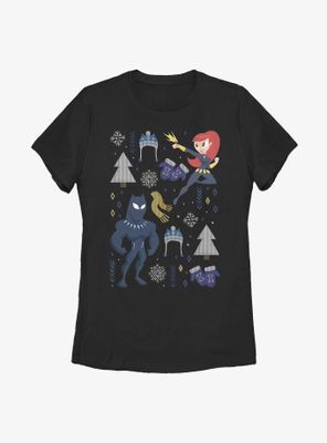 Marvel Black Panther & Widow Holiday Womens T-Shirt